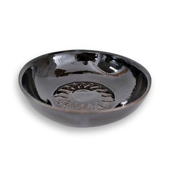 Small Stoneware Tapas Bowl, 5" Handcrafted Serving Dish - Black, Sun