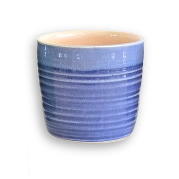 Ribbed Stoneware Mezcal Tumbler, 7 oz – Handmade Barware - Indigo Blue, Single